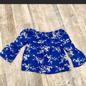 Urban Outfitters Sienna Sky Cobalt Blue Floral Top